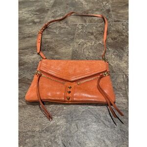 Bolkier Orange Leather Crossbody Bag Purse with Gold Hardware‎ & Studs EUC